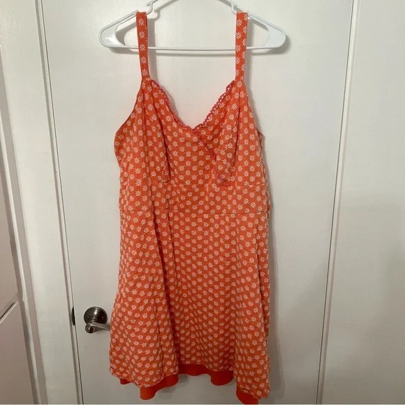 Trixxi Sun Dress Orange Peach White Embroidered Flowers 3X spaghetti straps - Picture 2 of 12